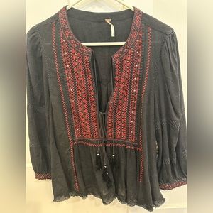 Free People black and red tunic shirt